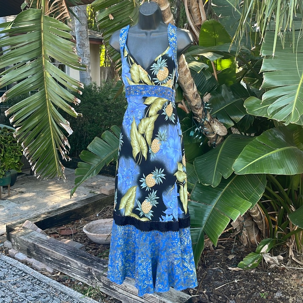 Batik and dark floral sequin tiered sundress by ku de ta